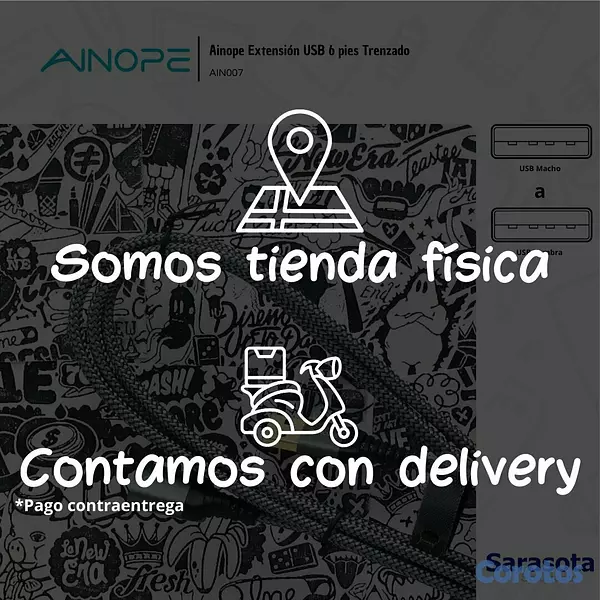 accesorios para electronica - Ainope Extensión USB Trenzado 3