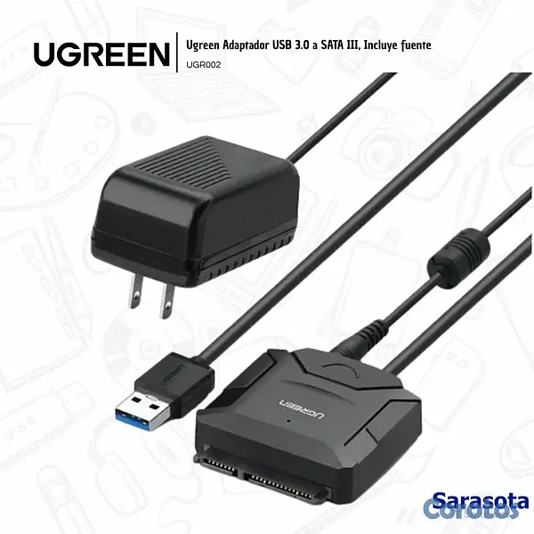 accesorios para electronica - Ugreen Adaptador USB 3.0 a SATA III, Incluye fuent 2