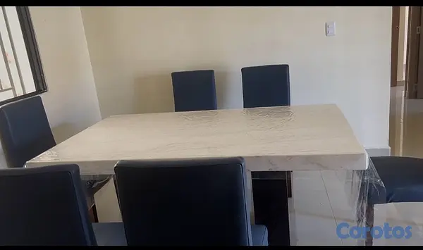 muebles y colchones - Comedor Camila de seis sillas con superficie de mármol puro  10