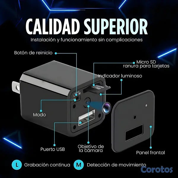 camaras y audio - Cámara WiFi Oculta Cargador USB Pared HD Vigilanci 6