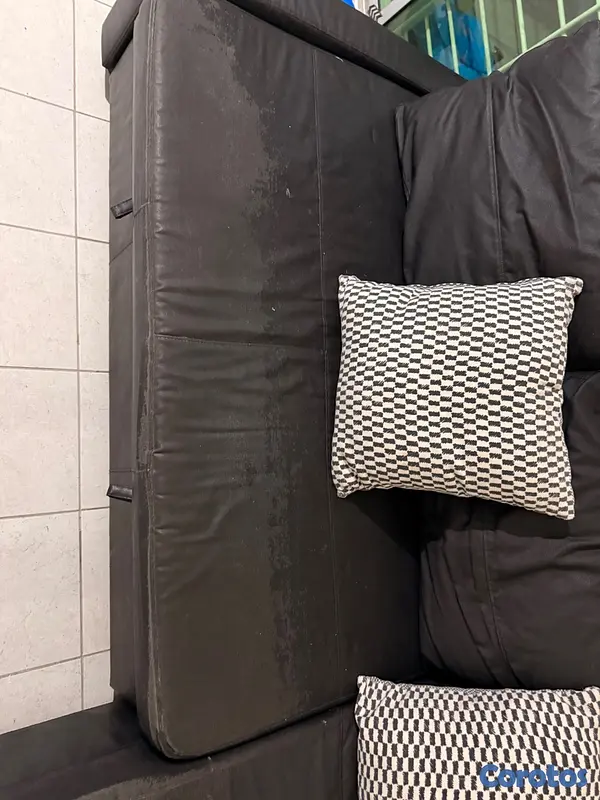 muebles y colchones - sofa cama 3 piezas color negro, de piel IKEA 2