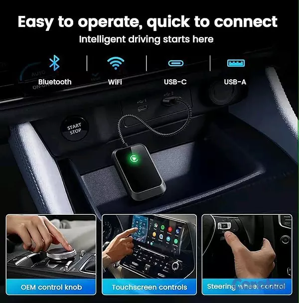 accesorios para electronica - Adaptador inalámbrico CarPlay para iPhone - Con cable a inalámbrico 2