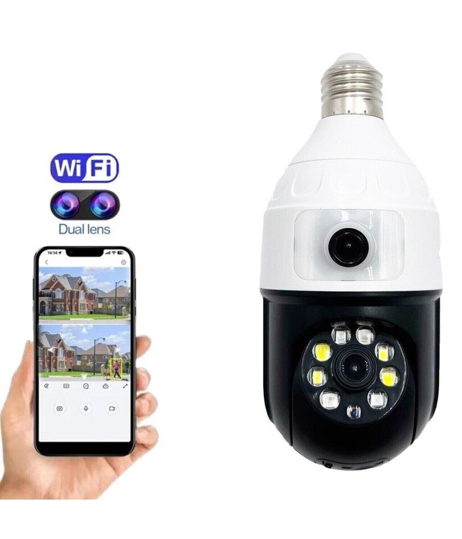 camaras y audio - Cámara de Seguridad Bombillo Doble Lente WiFi HD 0