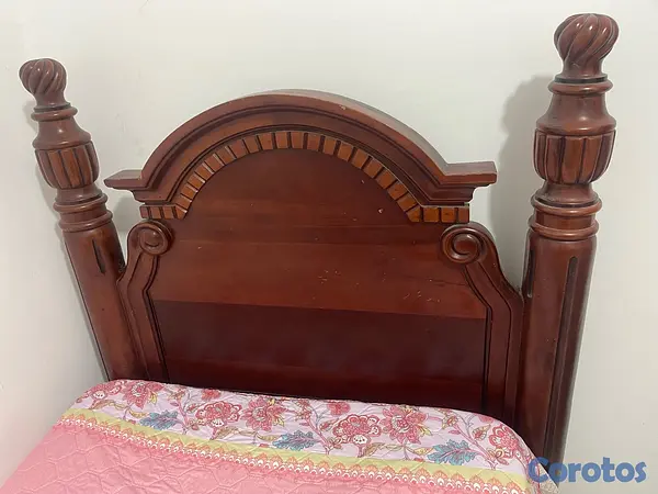 muebles y colchones - Vendo cama twin caoba  con todo y colchón en Excelentes Condiciones   3