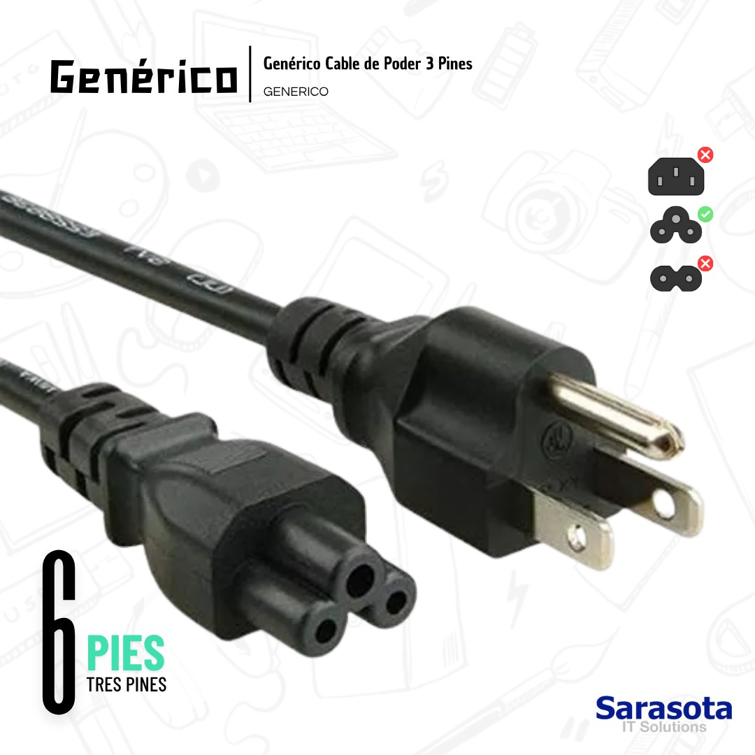 accesorios para electronica - Cable de fuente de 6 pies, 3 pines 1