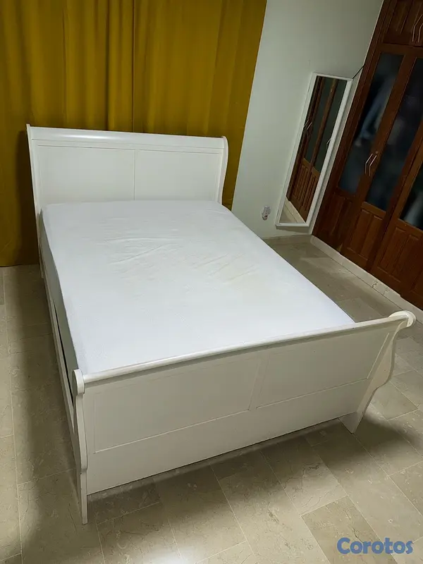 muebles y colchones - Cama Queen matrimonial (armazón de Pino + colchon/base Sealy postopédico) 4
