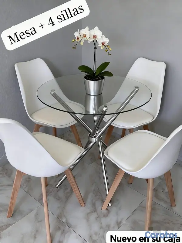 decoración y accesorios - *Juego* de *comedor* de 4 sillas nórdica modernal 2