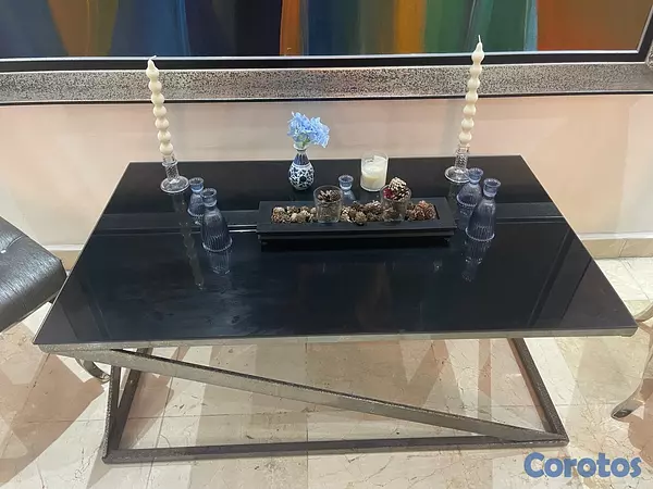 decoración y accesorios - Mesa de cristal negra 3