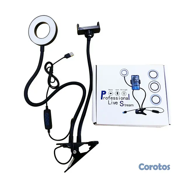 camaras y audio - Aro de luz con soporte de celulares flexible 2