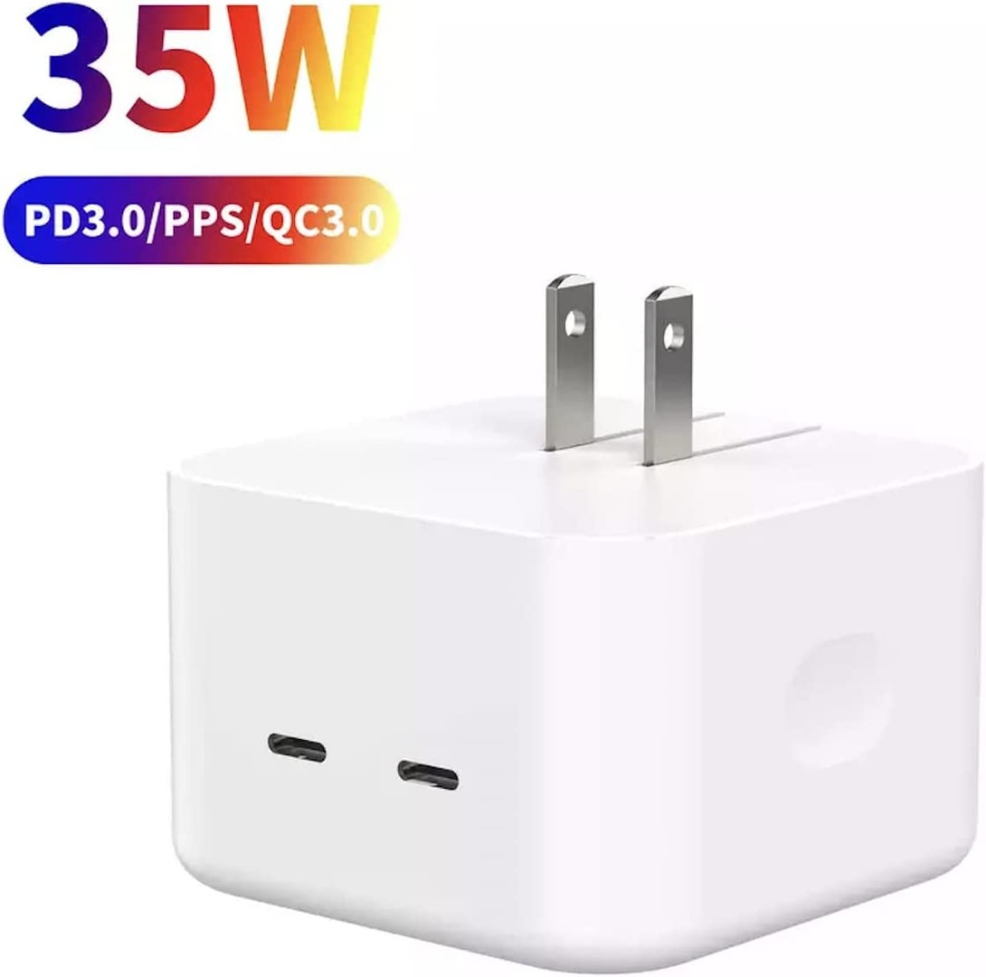 accesorios para electronica - Adaptador de corriente compacto con puerto USB-C doble de 35 W 5