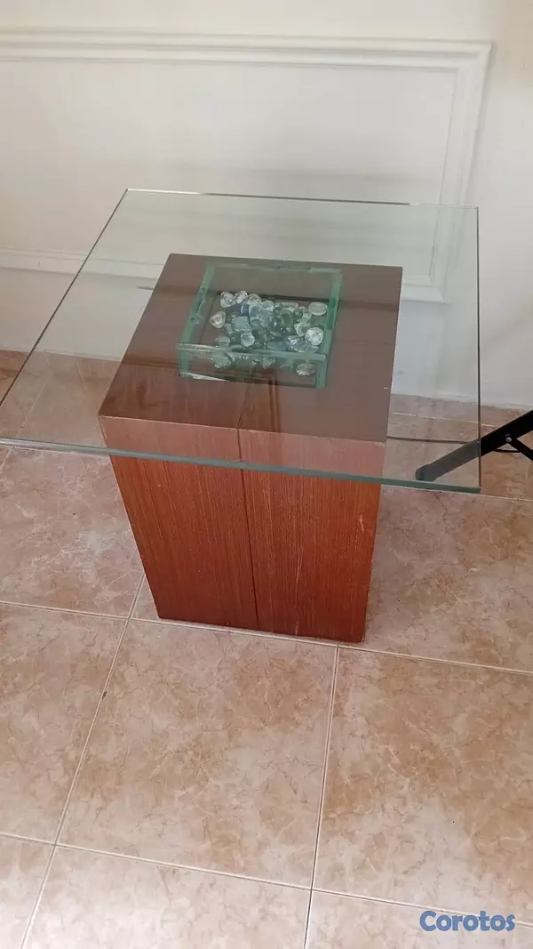 decoración y accesorios - mesita con tope de cristal  2