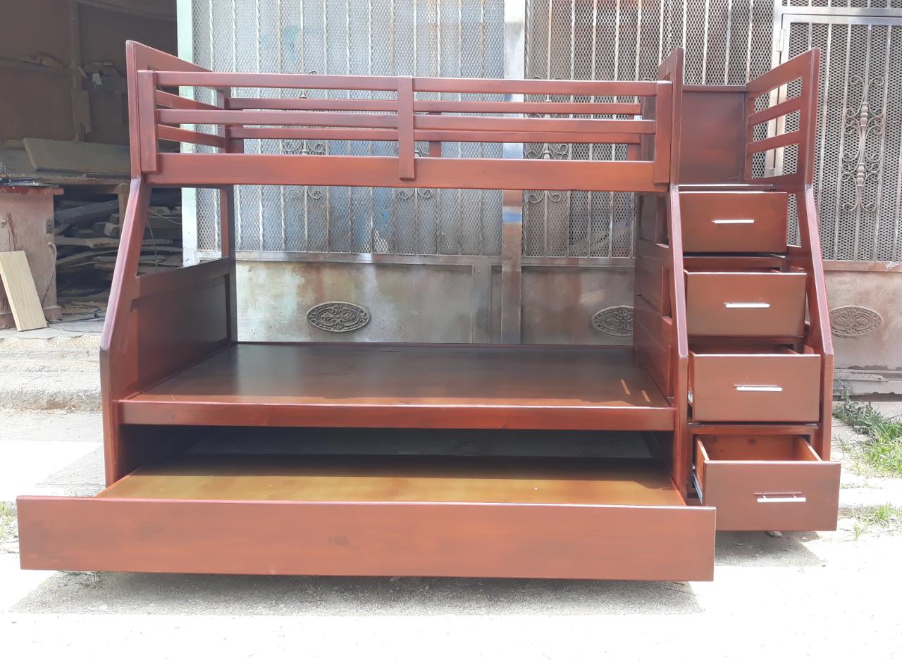 muebles y colchones - Camarote de tres plataforma en madera  1