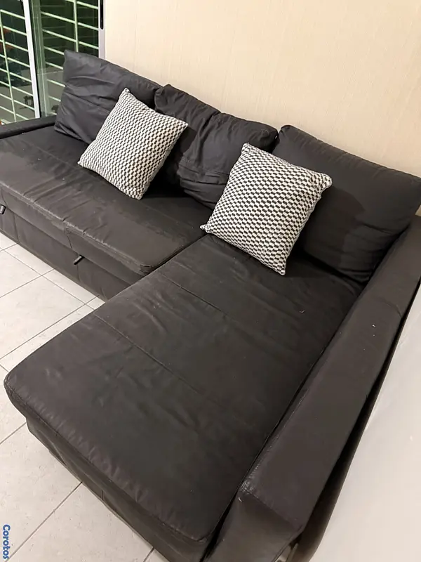 muebles y colchones - sofa cama 3 piezas color negro, de piel IKEA 3
