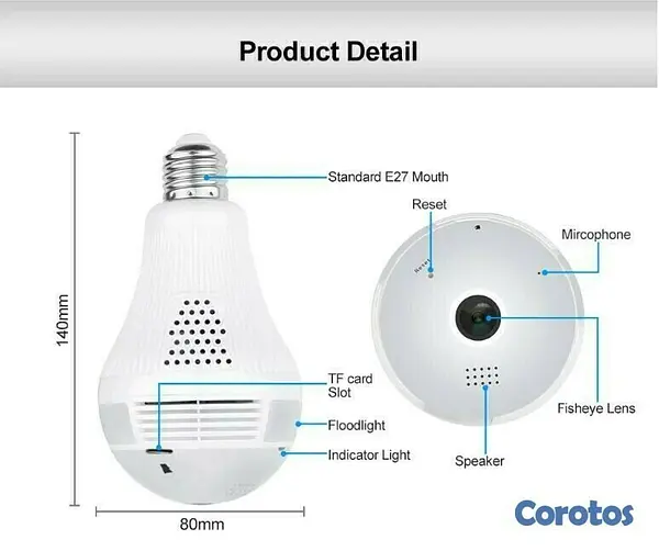 camaras y audio - Cámara wifi tipo bombillo, ideal para monitorear de manera discreta.  3