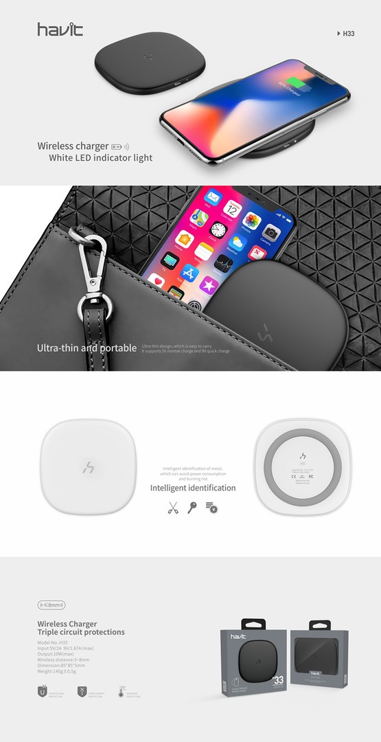computadoras y laptops - Cargador Inalambrico Para Celulares Havit (Mod.
H33 0