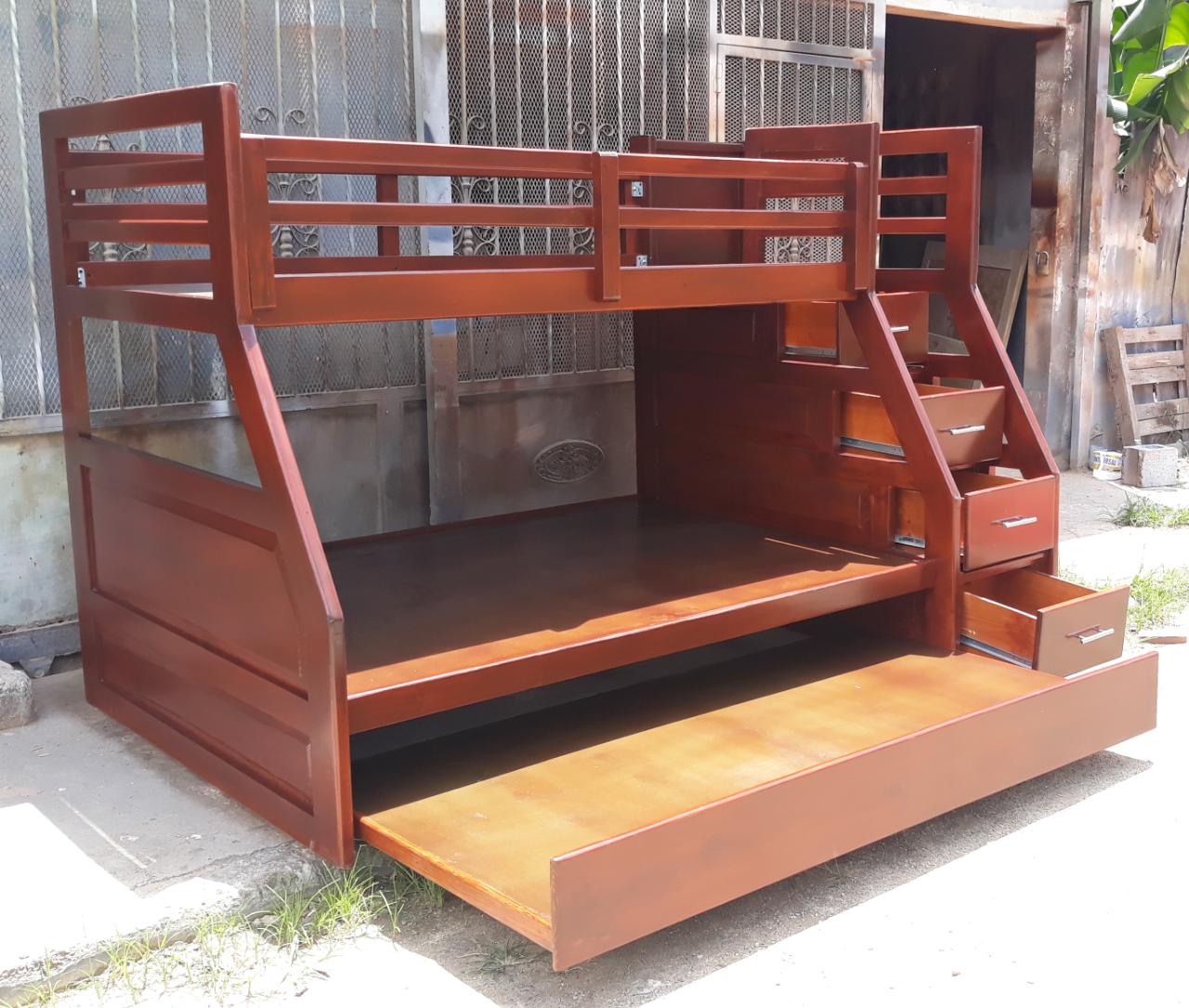 muebles y colchones - Camarote de tres plataforma en madera  2