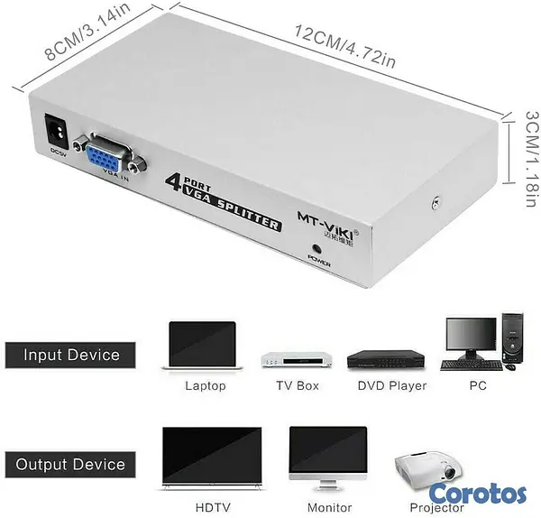 otros electronicos - Interruptor Splitter para monitores  VGA  1 en 4 puertos de vídeo 7
