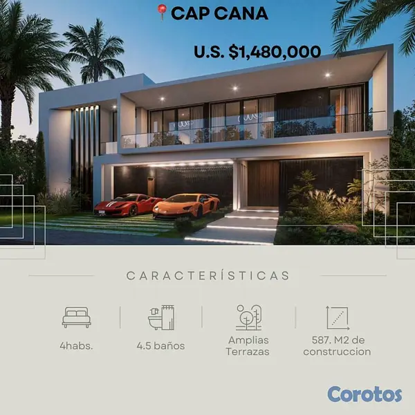 casas - Casa en venta en CAP CANA 2