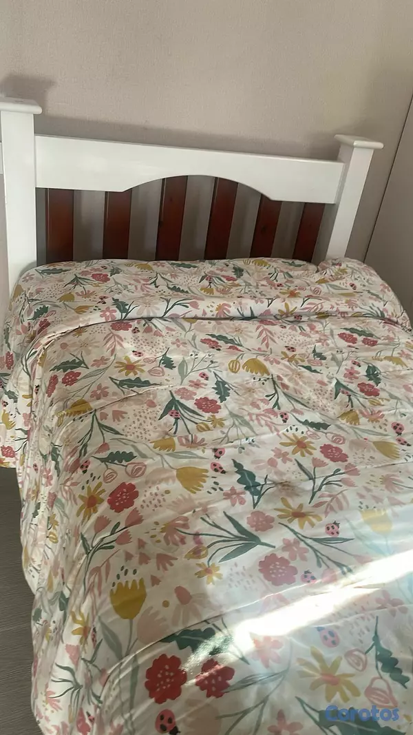 muebles y colchones - VENDO CAMA TWIN CAOBA Y BLANCO 2