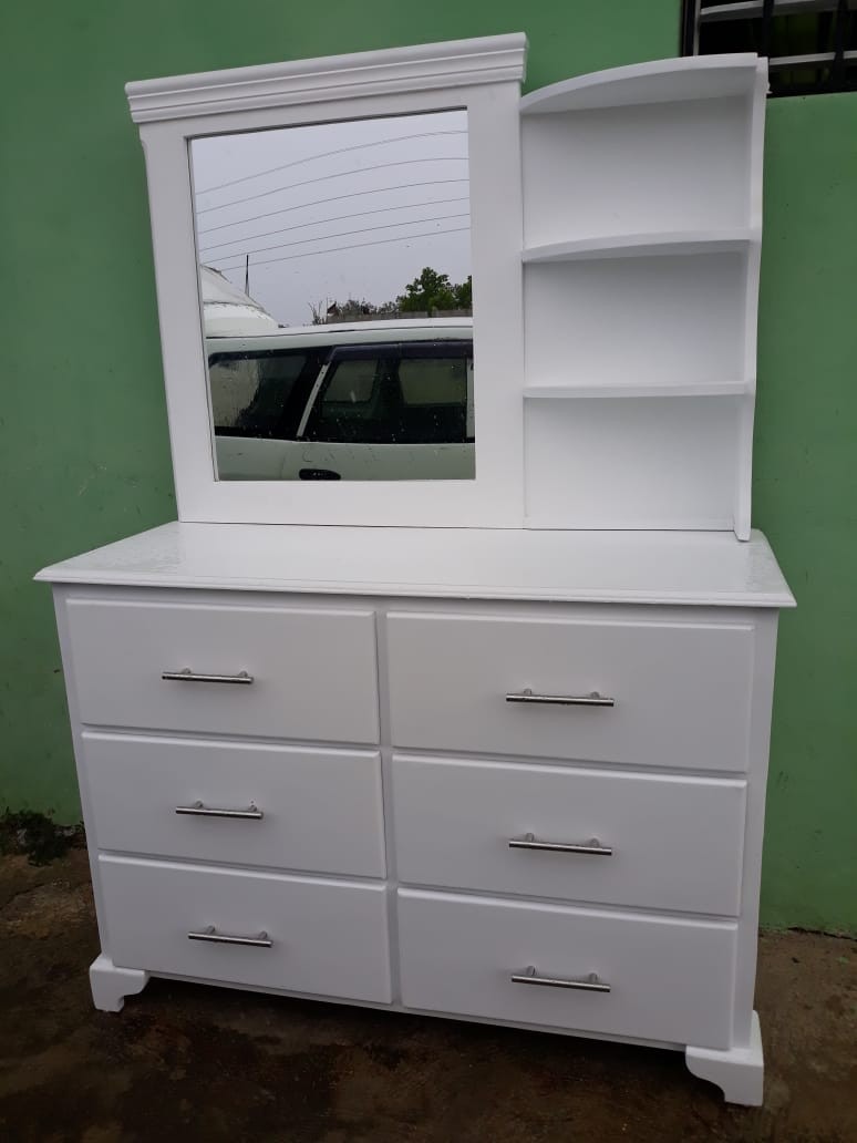 muebles y colchones - Gavetero de seis gaveta con espejo en color blanco 