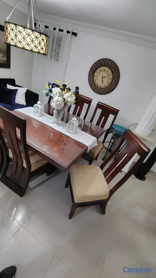muebles y colchones - Juego de Comedor, de 6 sillas, Madera Caoba 2