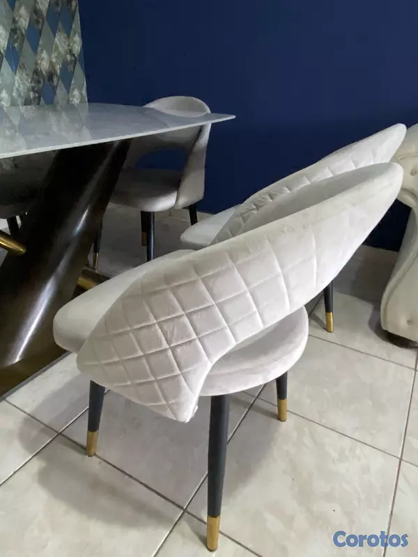 decoración y accesorios - Juego de comedor 6 sillas Gris hermoso 4