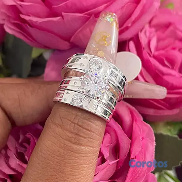 joyas, relojes y accesorios - Trios matrimoniales plata 925 8