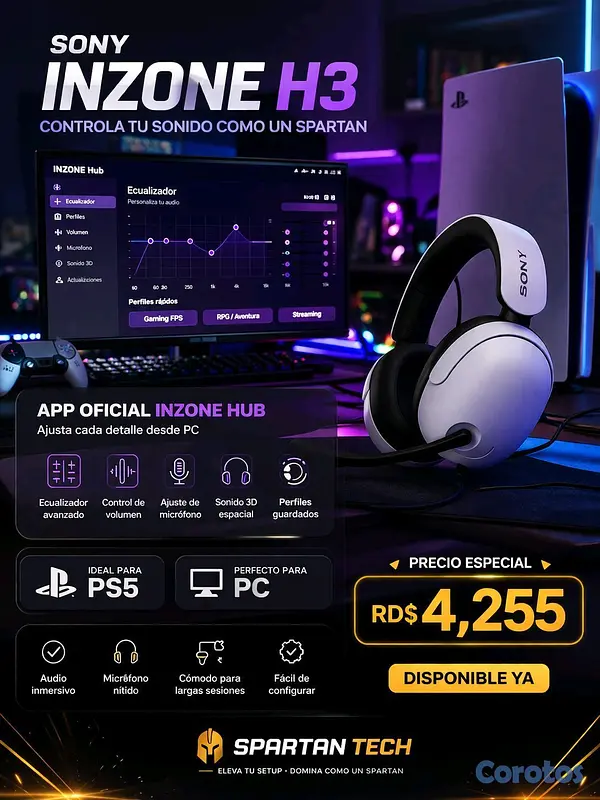 accesorios para electronica - Audífonos gamer Sony Inzone H3 🎧 3