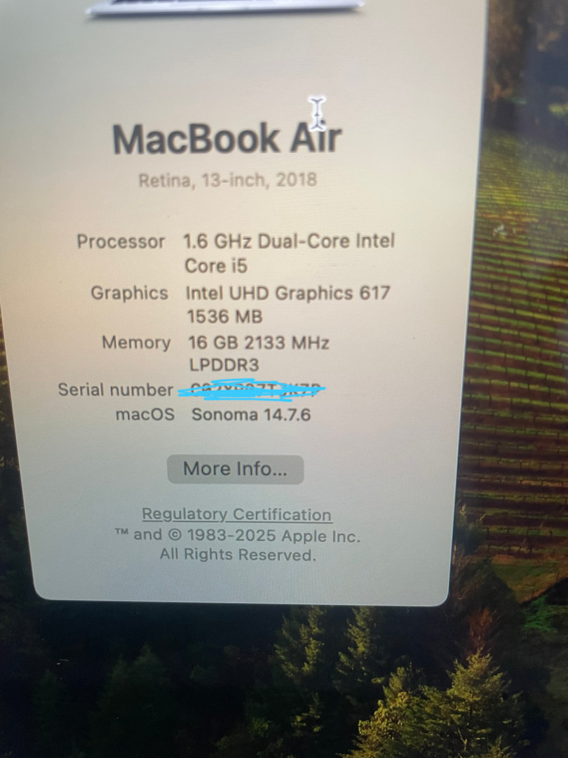 computadoras y laptops - Macbook air 13 2018 i5 1.6ghz, 16gb ram, 256ssd 4