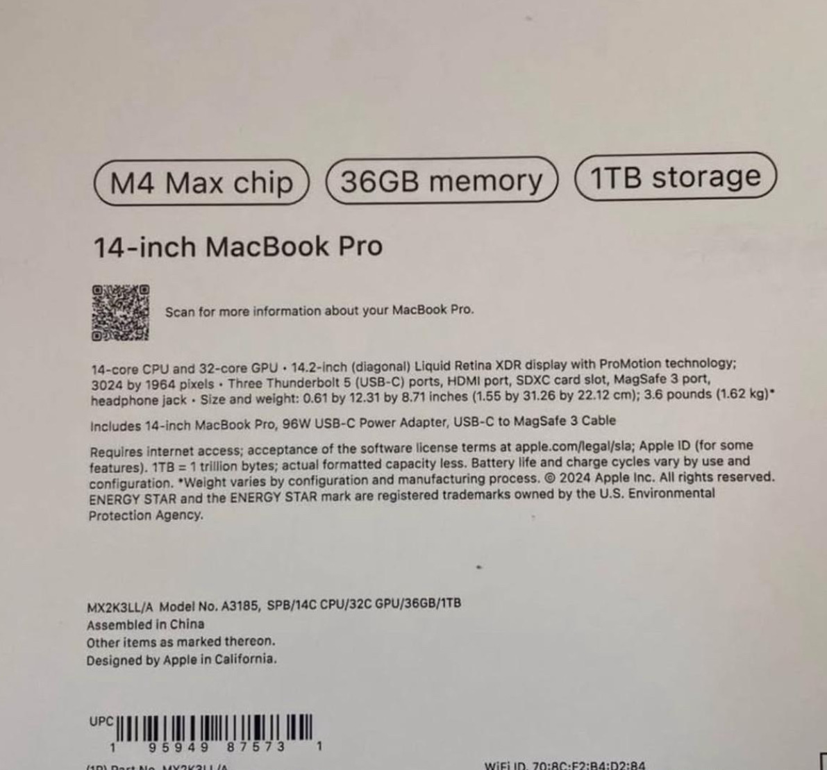 computadoras y laptops - MacBook Pro 14 Pulgadas Chip M4 Max 36GB/1TB Space Black  1