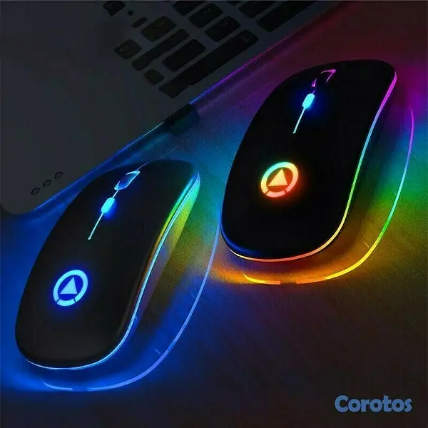 otros electronicos - Mouse inalámbrico recargable con luces RGB 5