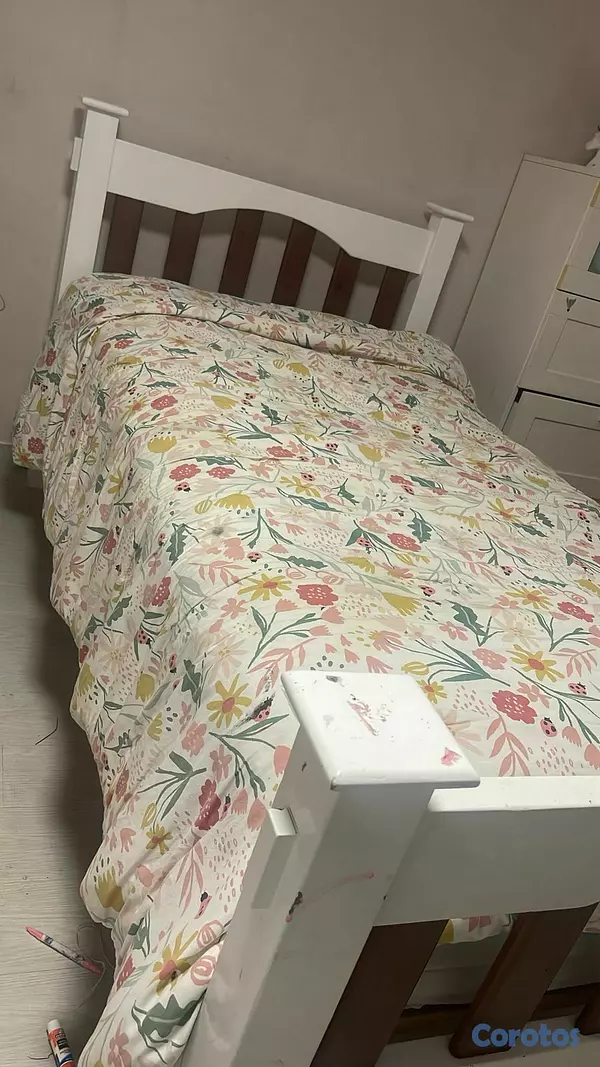 muebles y colchones - VENDO CAMA TWIN CAOBA Y BLANCO 5