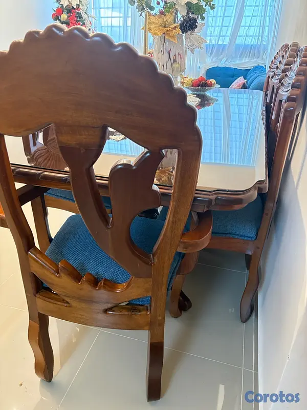 muebles y colchones - Juego de comedor de caoba exclusivo de 6 sillas 4