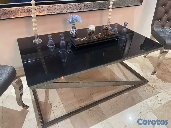 decoración y accesorios - Mesa de cristal negra 2