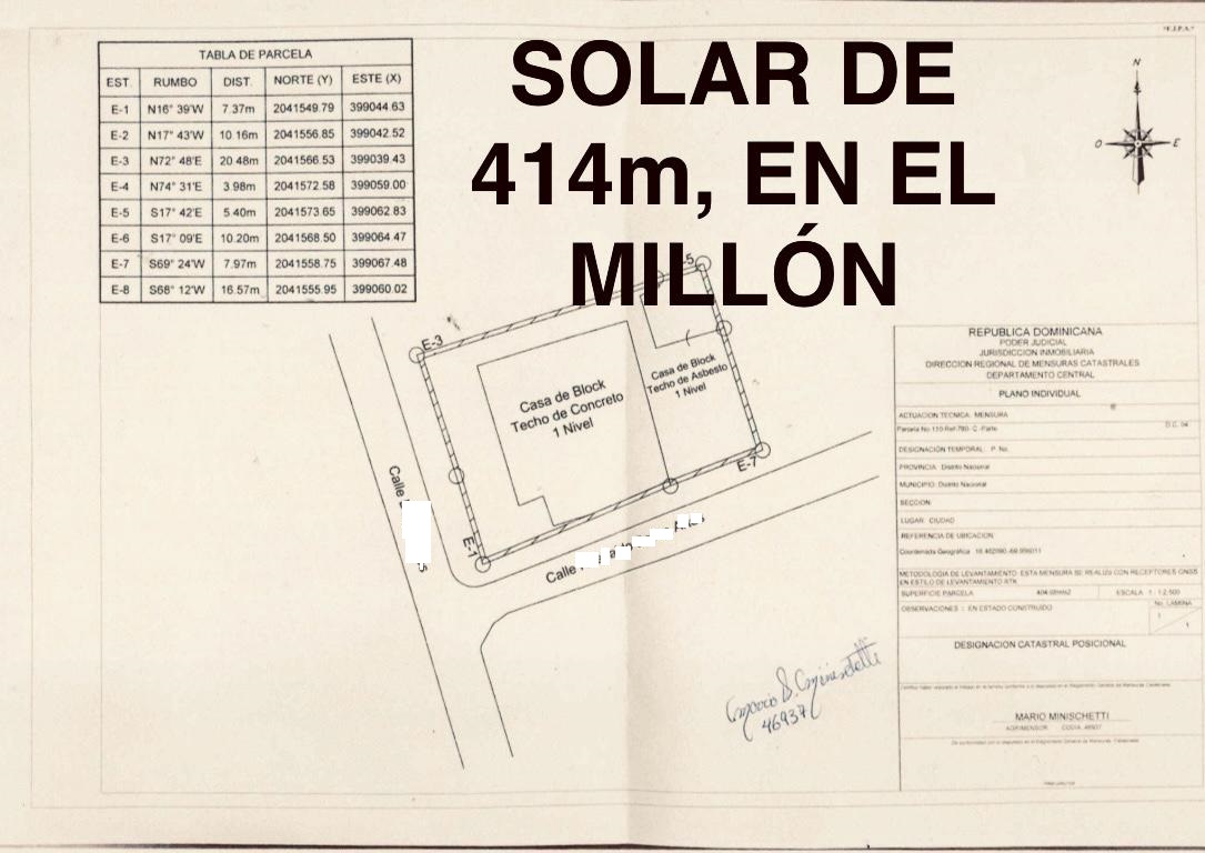 solares y terrenos - Solar de 414 metros en el Millon, Solo clientes 0
