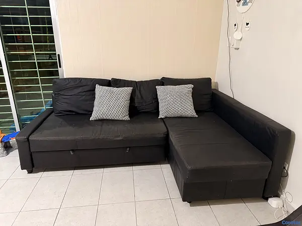 muebles y colchones - sofa cama 3 piezas color negro, de piel IKEA 5