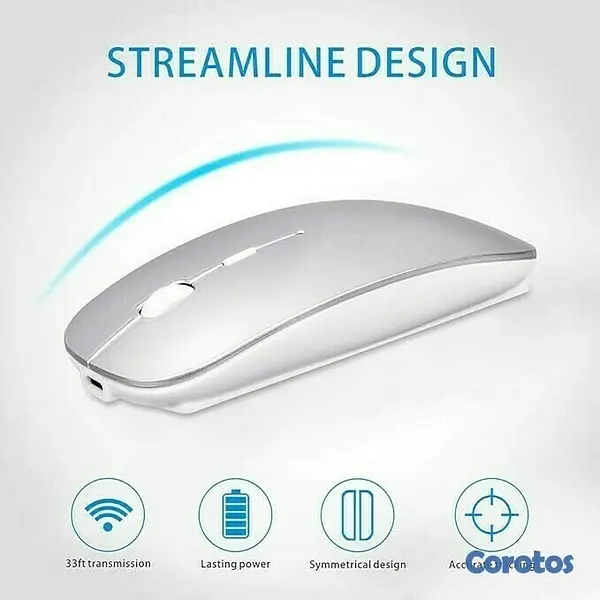 otros electronicos - Mouse inalámbrico Bluetooth recargable con Leds RGB 4