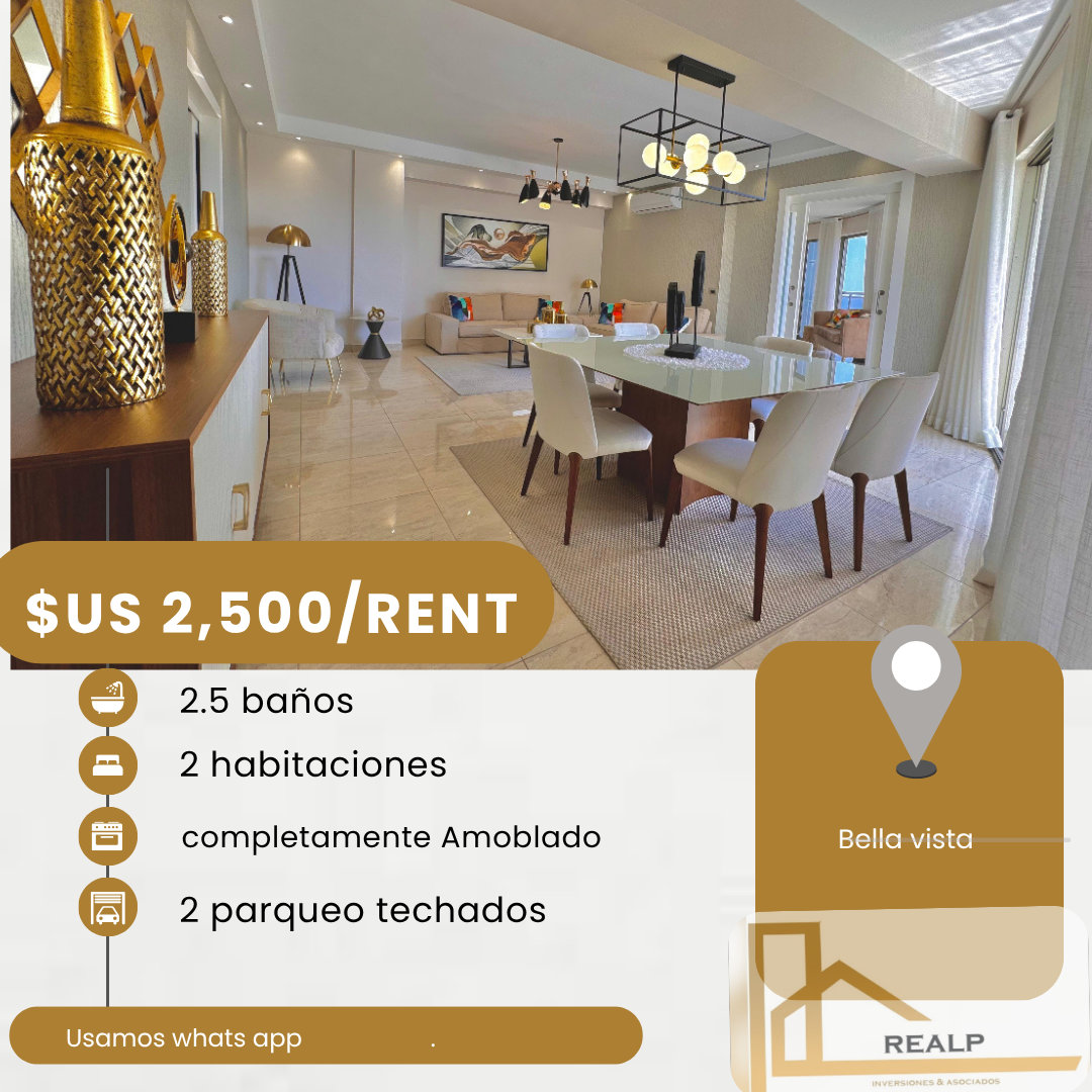 apartamentos - hermoso apartamento de lujos completamente amoblado en bella vista 