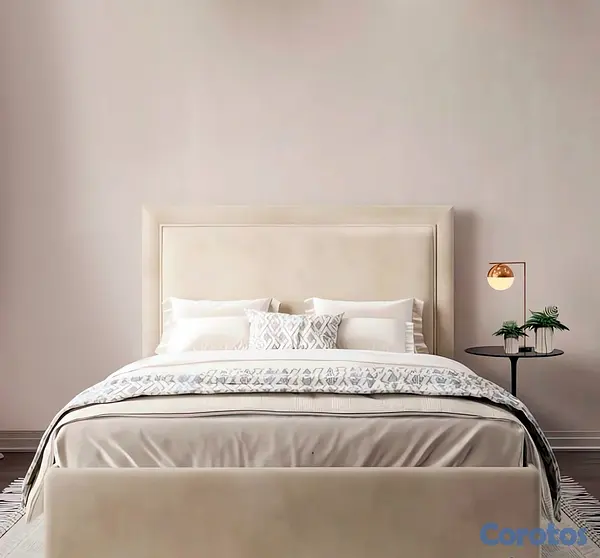 muebles y colchones - Cama tapizada color Beige+ Colchon. Nueva 9