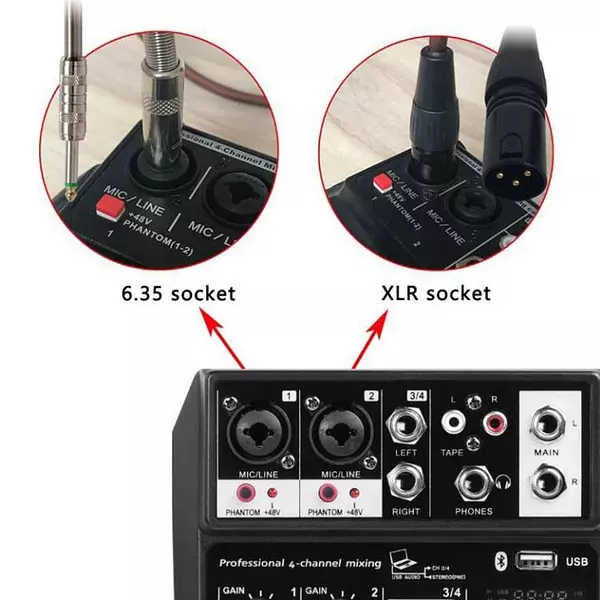camaras y audio - MEZCLADOR DE AUDIO DE 4 CANALES MIXER USB PORTATIL 6