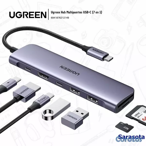 accesorios para electronica - Ugreen Hub Multipuertos USB-C (7 en 1) 2