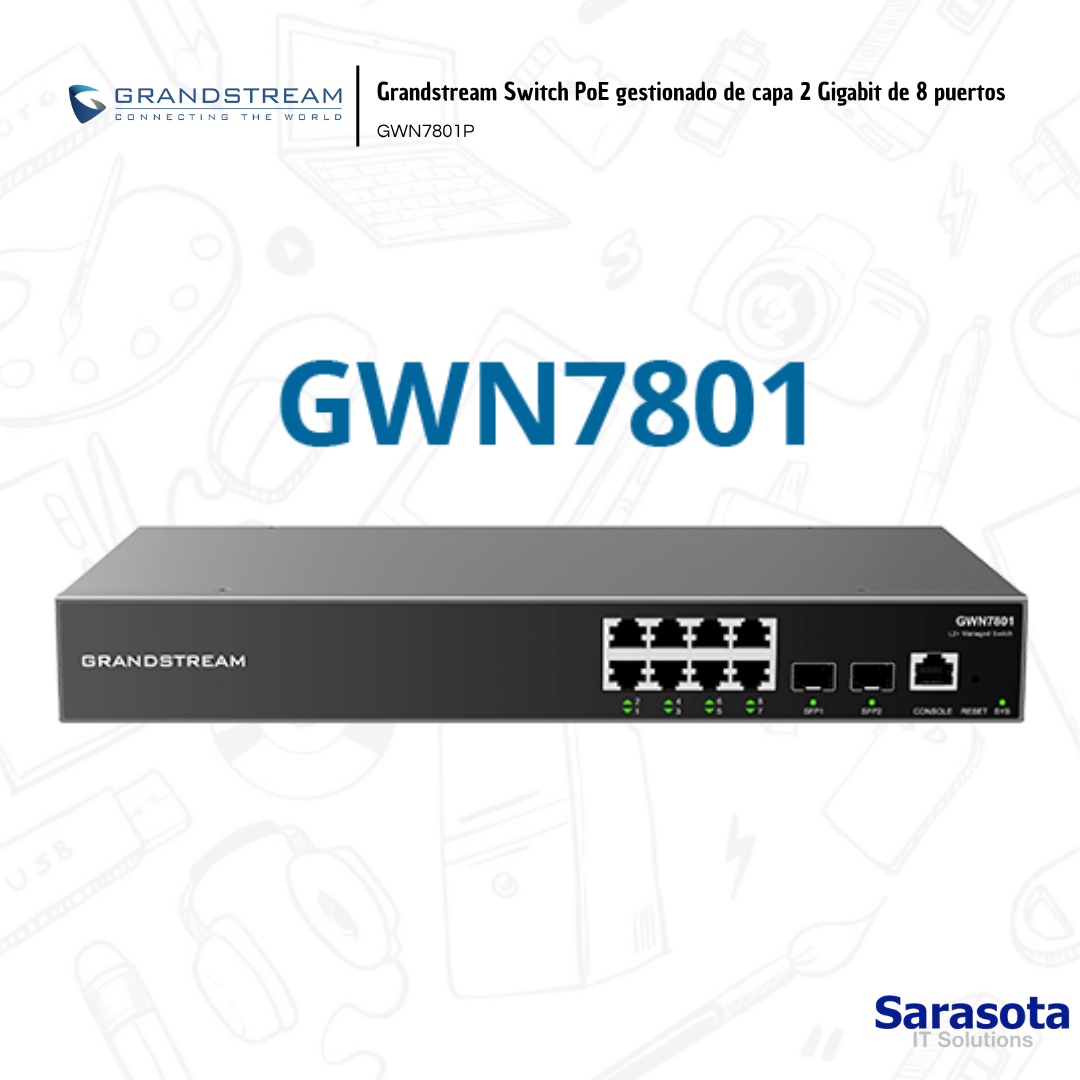 accesorios para electronica - Grandstream Switch Gigabit Poe 8 Puertos GWN7801P  1