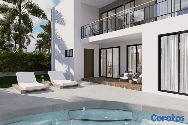 casas vacacionales y villas - Villa moderna en venta en bávaro punta cana en construcción  1