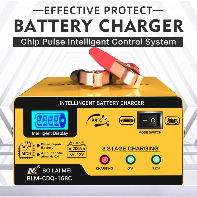 equipos profesionales - Cargador de bateria automatico 12V 24V 15A para vehiculo motor 8