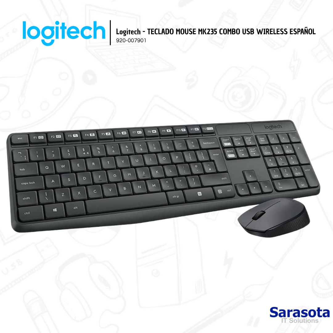 accesorios para electronica - Logitech Combo Teclado y Mouse MK235 en español Inalámbrico 920-007901 1