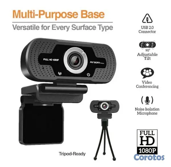 camaras y audio - Webcam Full HD 1080P Argom + TRÍPODE Y MICRÓFONO 2