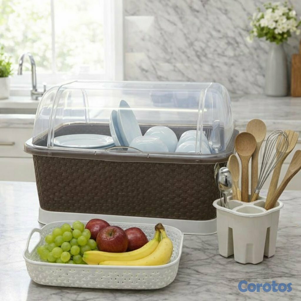 cocina - Set Escurridor de Platos Multifuncional con tapa