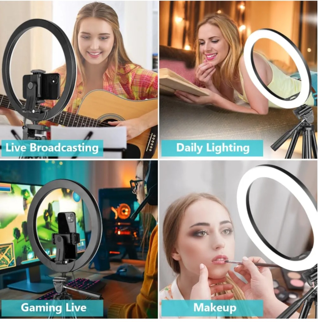 otros electronicos - 10" Ring Light with 50" extendable tripod stand and phone holder 2