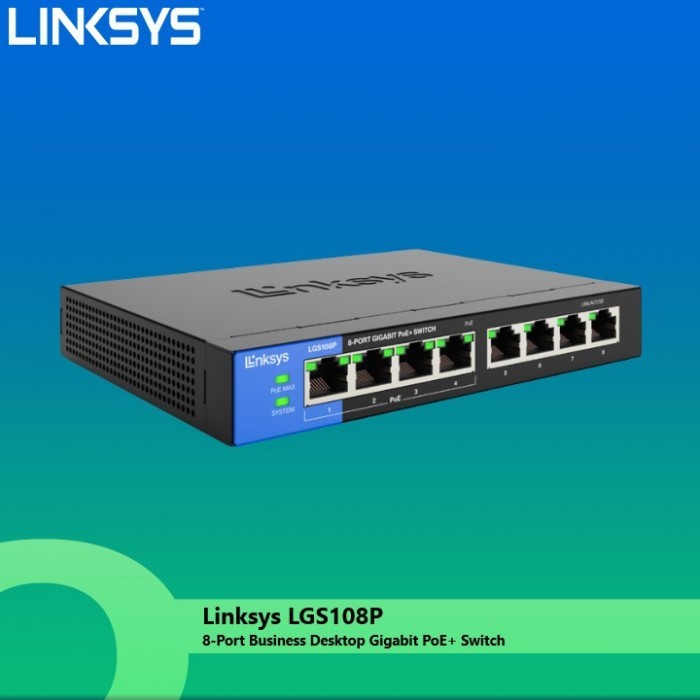 computadoras y laptops - SWITCH 8 PUERTOS LINKSYS - NO ADMINISTRABLE - 8 PUERTOS GIGABIT ETHERNET POE (4  0