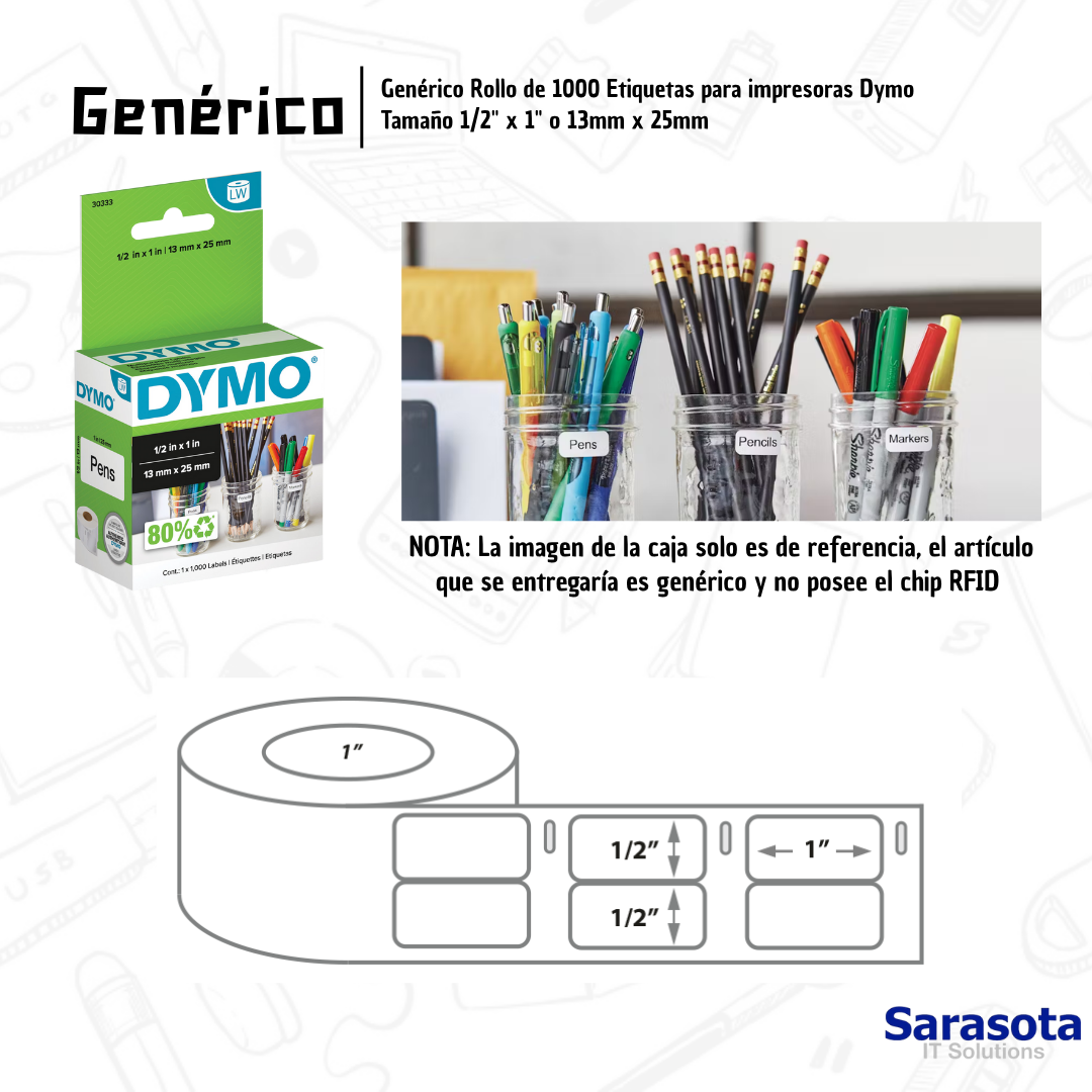 impresoras y scanners - Rollo Genérico de 1000 Etiquetas para impresoras D 1